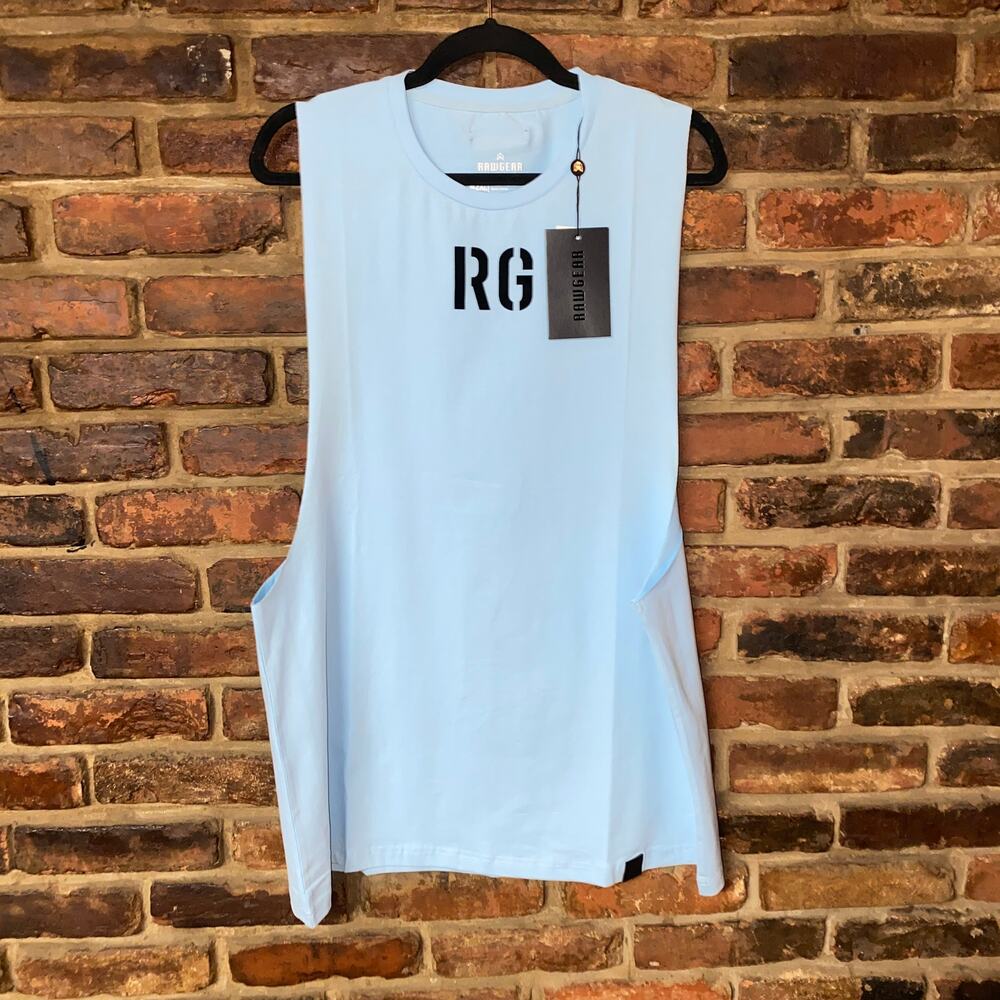 NWT RawGear Sky Blue Low Cut Sleeveless Muscle Tank Top Men's Size XXL